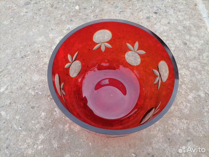 Салатник вазочка красное стекло СССР