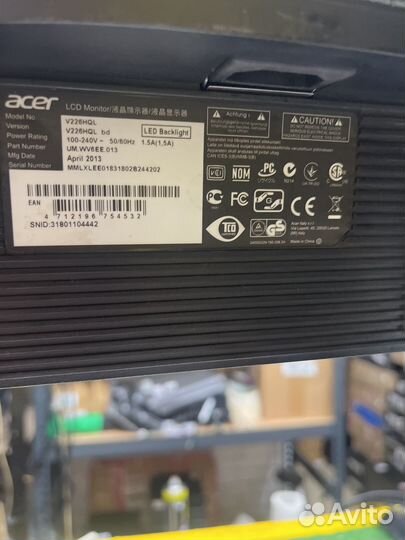 Монитор acer FHD V226HQL