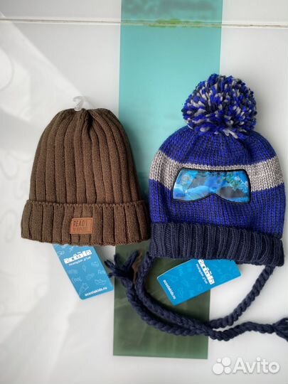 Шапки детские 2 шт. для мальчика утеплённые, флис