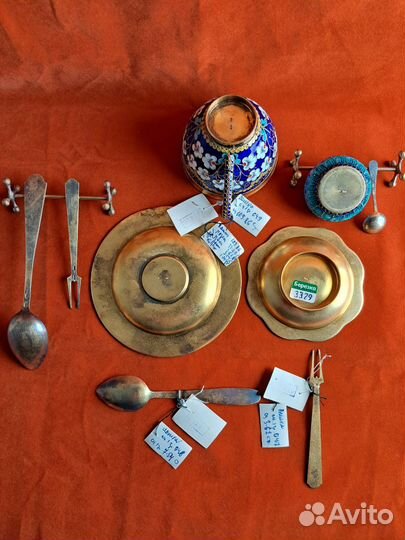 Серебряный кофейный набор с эмалями СССР-916 проба