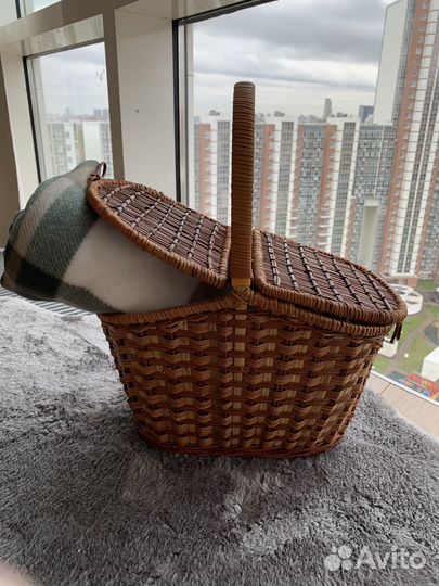 Корзина для пикника+плед флисовый