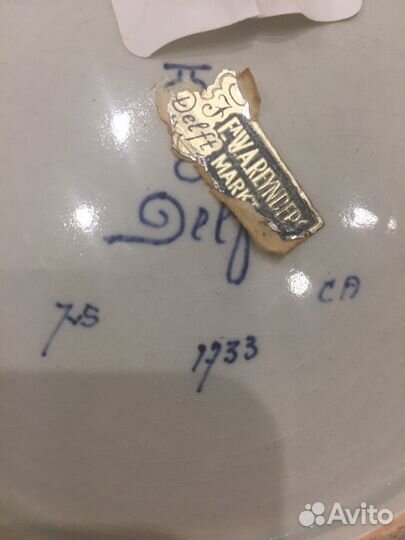 Антиквариат Delfts тарелка