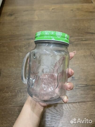 Кружка банка с крышкой, цена за 3 шт