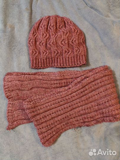 Женский шарф и шапка зимние