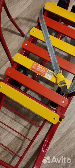 Детские санки с колесами+чехол с сиденьем