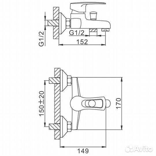 Смеситель для ванны Frap F30701-B