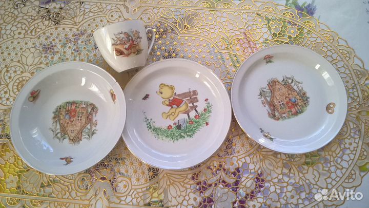 Фарфор из ГДР Набор детской посуды для кормления