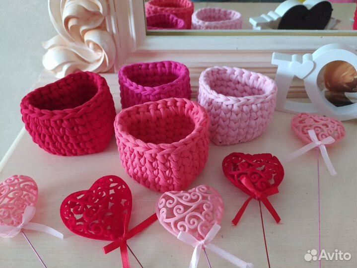 Интерьерные вязаные корзинки