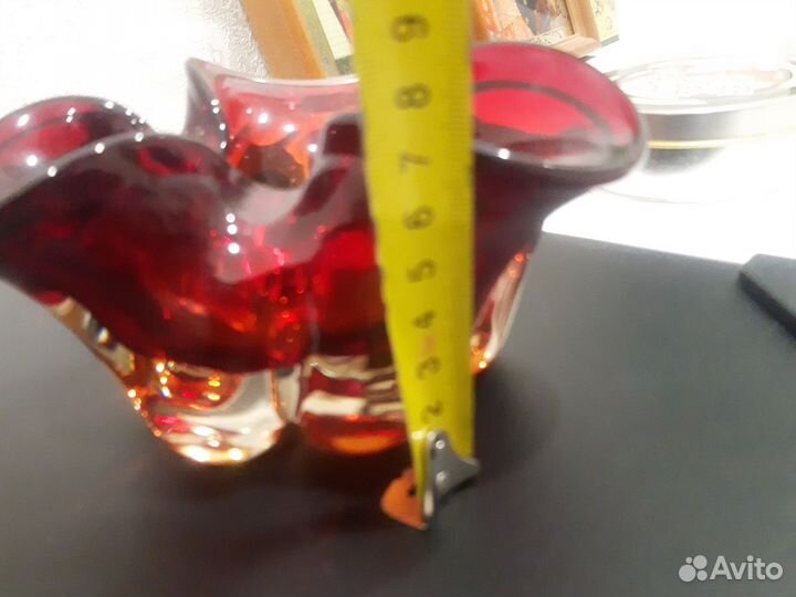 Ваза чешское толстое стекло