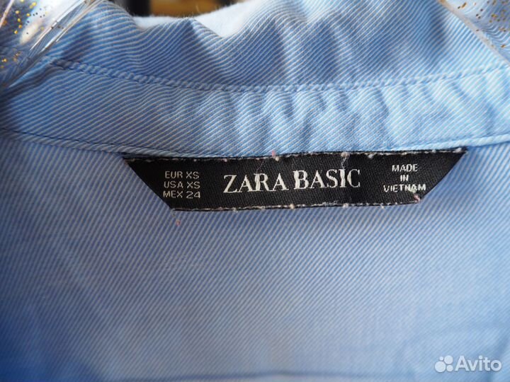 Рубашка zara голубая S M