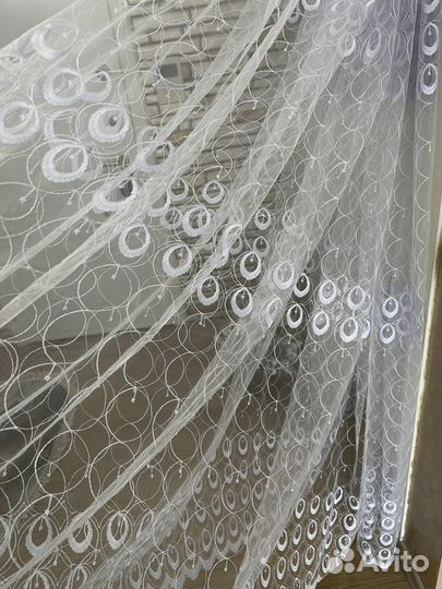 Тюль новый 5 метров вышивка по сетке