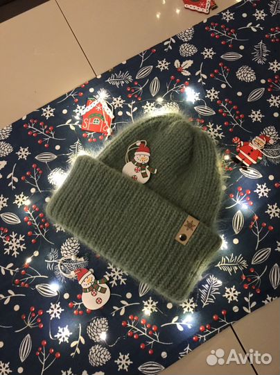 Шапка женская вязаная из пуха норки