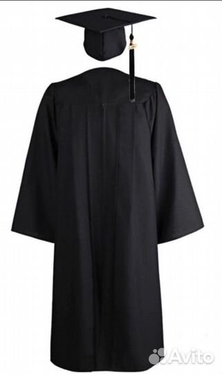 Мантия выпускника (комплект с шапочкой и лентой)