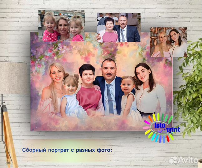 Портрет по фото на холсте