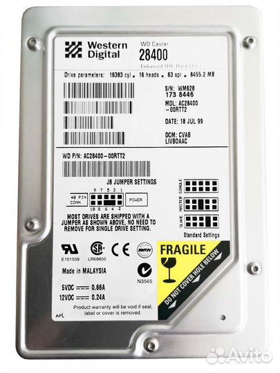 Жесткий диск Western Digital WD28400 8.4Gb IDE