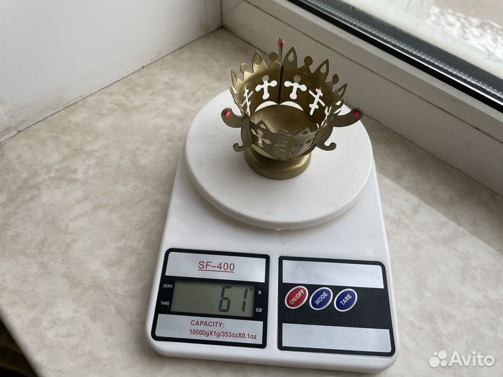 Настольная латунная лампада с камнями