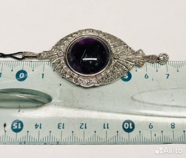 Антикварная платиновая подвеска с аметистом