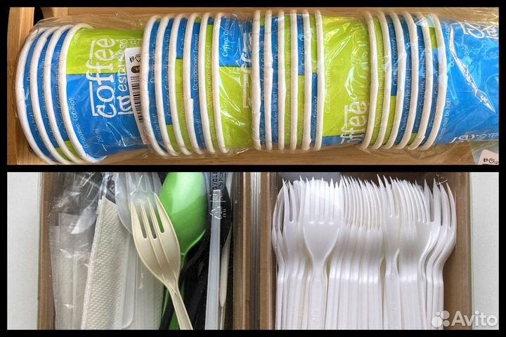 Новые одноразовые вилки 80 шт Стаканы и приборы