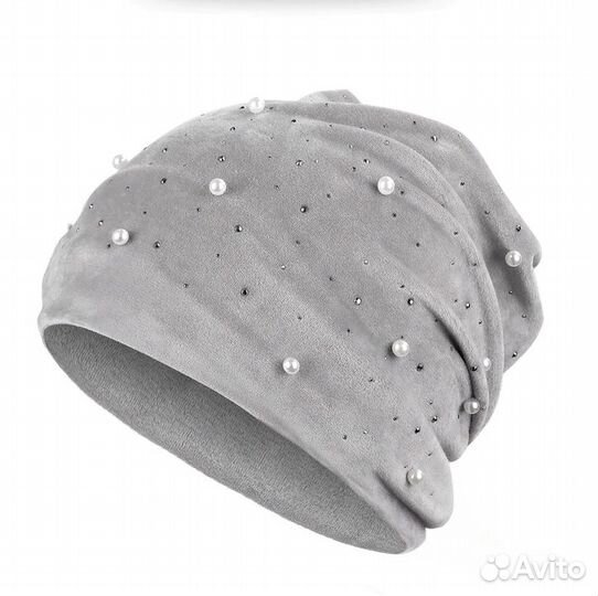 Бархатные шапочки сезон осень/весна жемчуг-стразы
