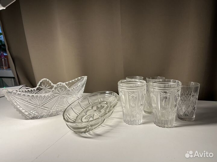 Хрустальные вазы, салатники, рюмки