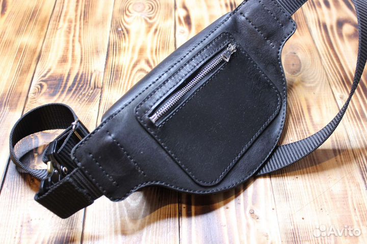 Сумка бананка натуральная кожа мужская