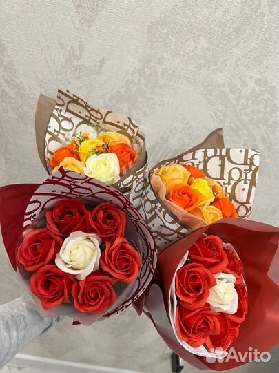 Быкеты из мыльных роз