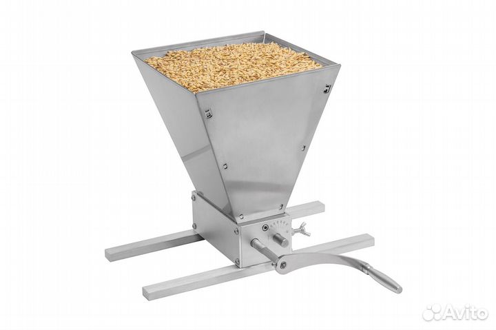 Мельница для солода двухвальцовая с бункером