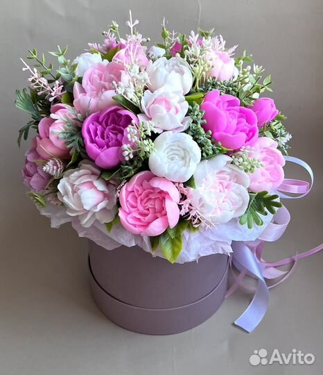 Мыло ручной работы букет пионов