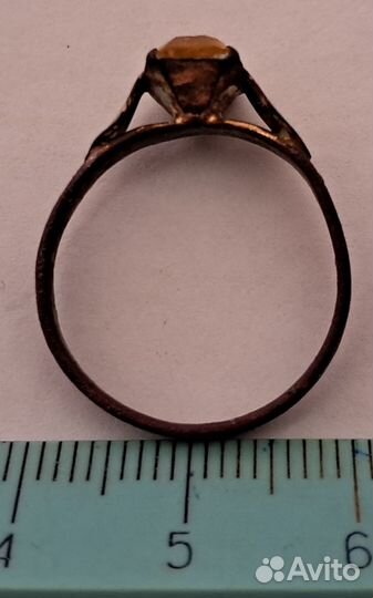 Кольцо женское позолоченное старинное с камнем XX