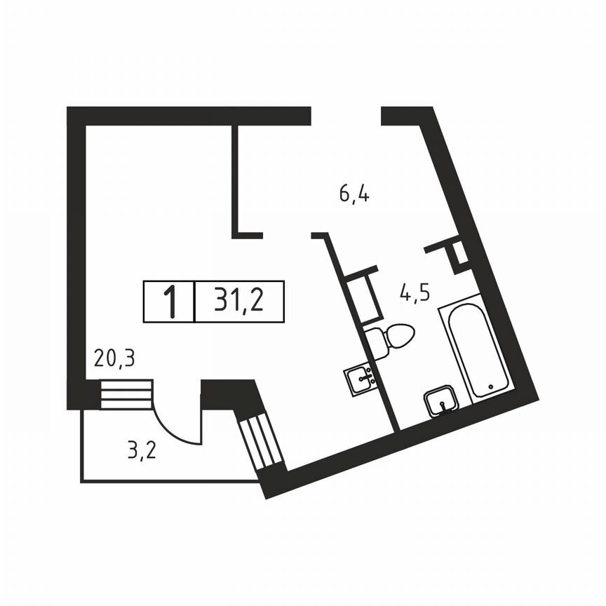 Квартира-студия, 31,2 м², 2/3 эт.