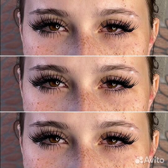 Наращивание ресниц, мокрый эффект, Кайли, аниме