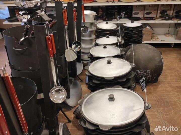 Казан Узбекский чугунный с крышкой на 16литров