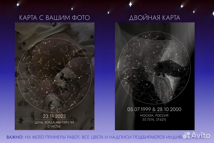 Подарок на 8 марта Звездная карта неба