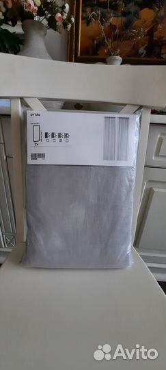 Шторы Дютог 100 лен, светло- серый IKEA