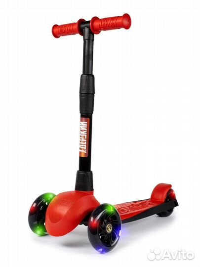 Самокат детский boss (светящиеся колеса) красный