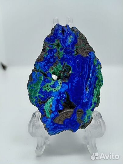 Азурит с малахитом пластина