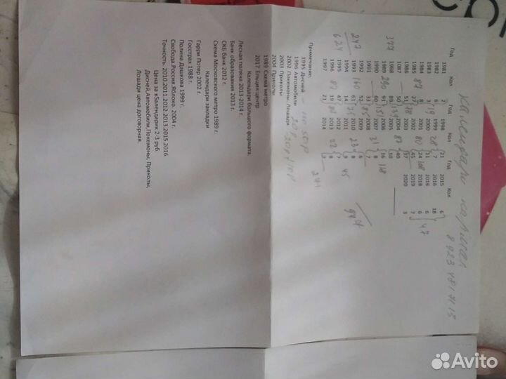 Коллекция календариков, проездных, лотерееек, ммм