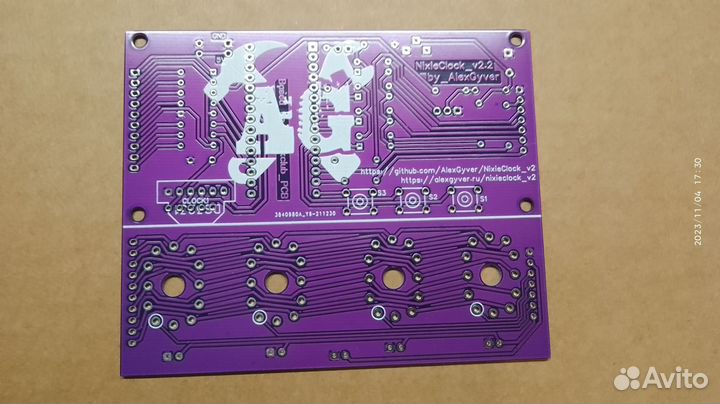 Печатная плата для часов гри по проекту AlexGyver