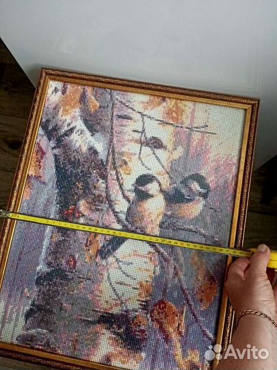 Картина алмазная мозаика. Готовая. Синички