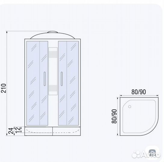Душевая кабина River rein 80/24 мт (800х800х210