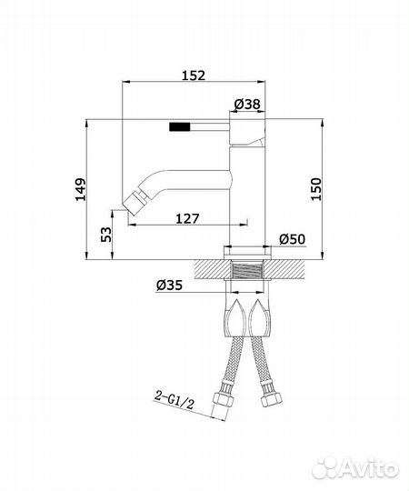 Смеситель для биде из латуни Vieir V402551 хром