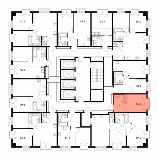 Квартира-студия, 20,4 м², 2/26 эт.