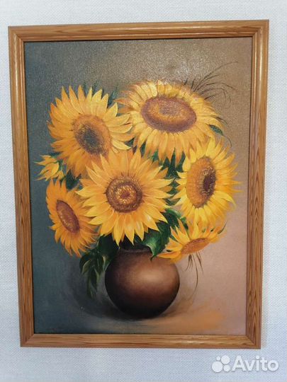 Картина маслом подсолнухи