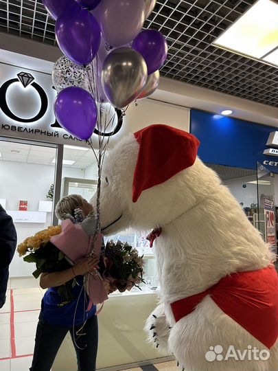 Белый мишка поздраление. Аэромедведь 2.6м