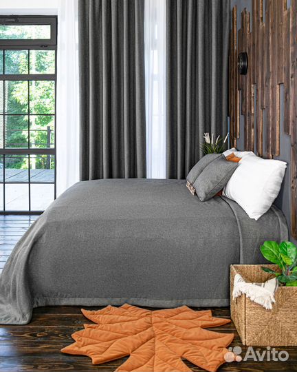 Покрывало орфей тёмно-серый новое плед