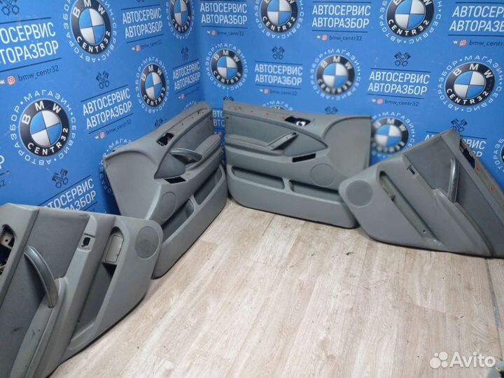 Дверные карты на BMW X5 E53 серые велюр