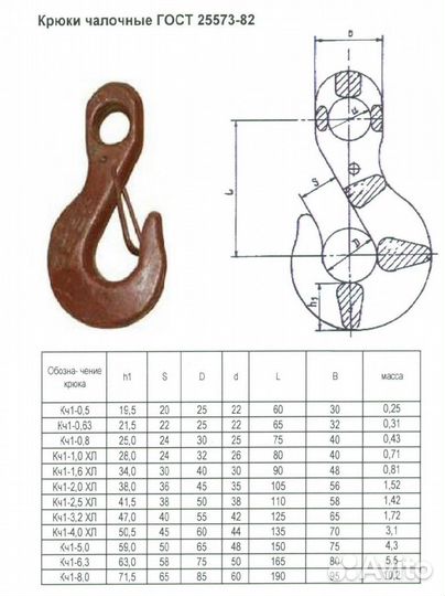 Крюки чалочные 1,6т - 4,0т