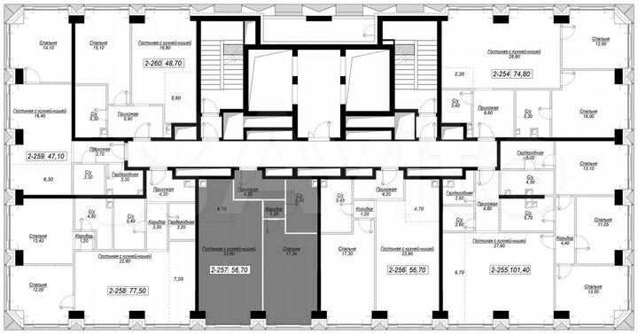 1-к. квартира, 56,7 м², 34/41 эт.
