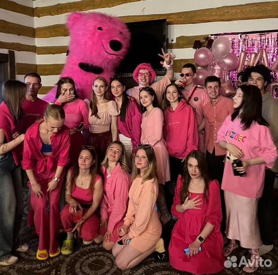 Поздравление Розовый Мишка Ростовая кукла Аниматор