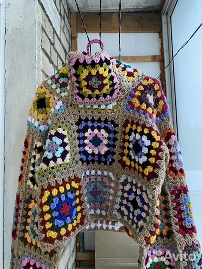 Свитер вязаный бабушкин квадрат, свитер кроше
